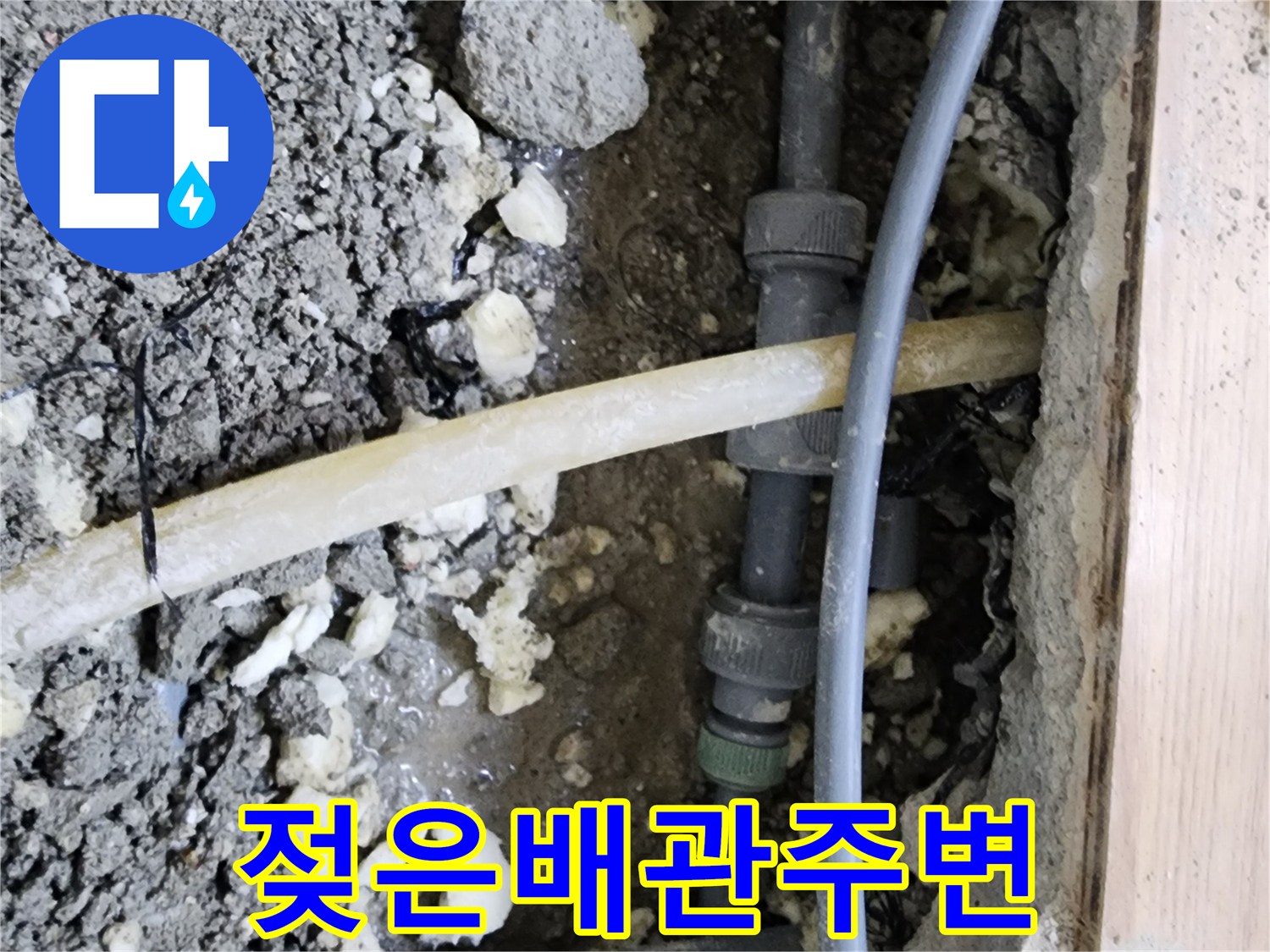 이 이미지는-남양주 호평동에서-물기로 젖은-배관 주변을-탐지하는-현장을-보여줍니다