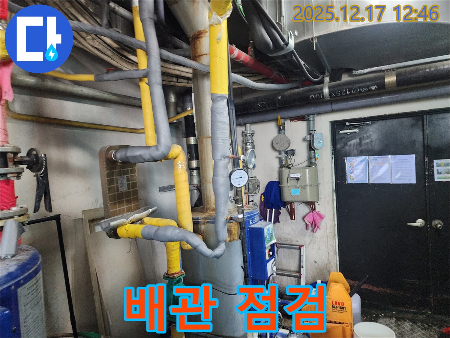 대전 둔산동 누수 현장 - 배관 점검 모습