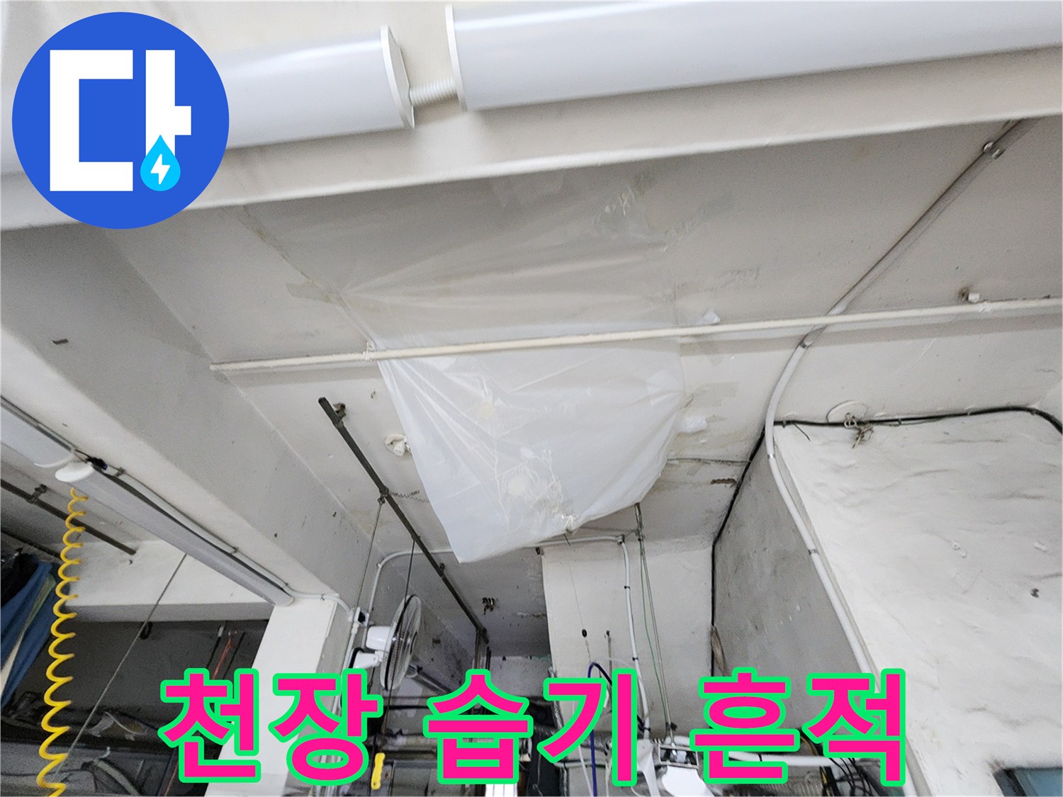 습기가-스며든-천장-비닐-보양