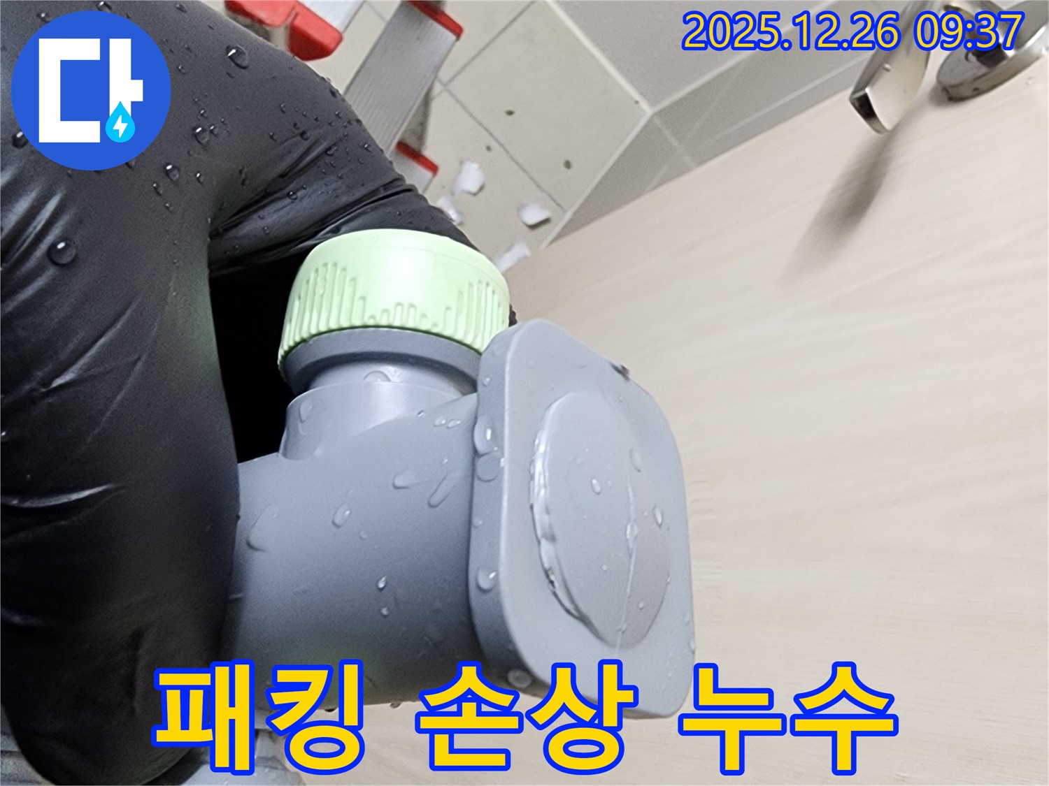 샤워기 헤드 연결 부위 고무 패킹 손상 - 패킹 교체로 해결