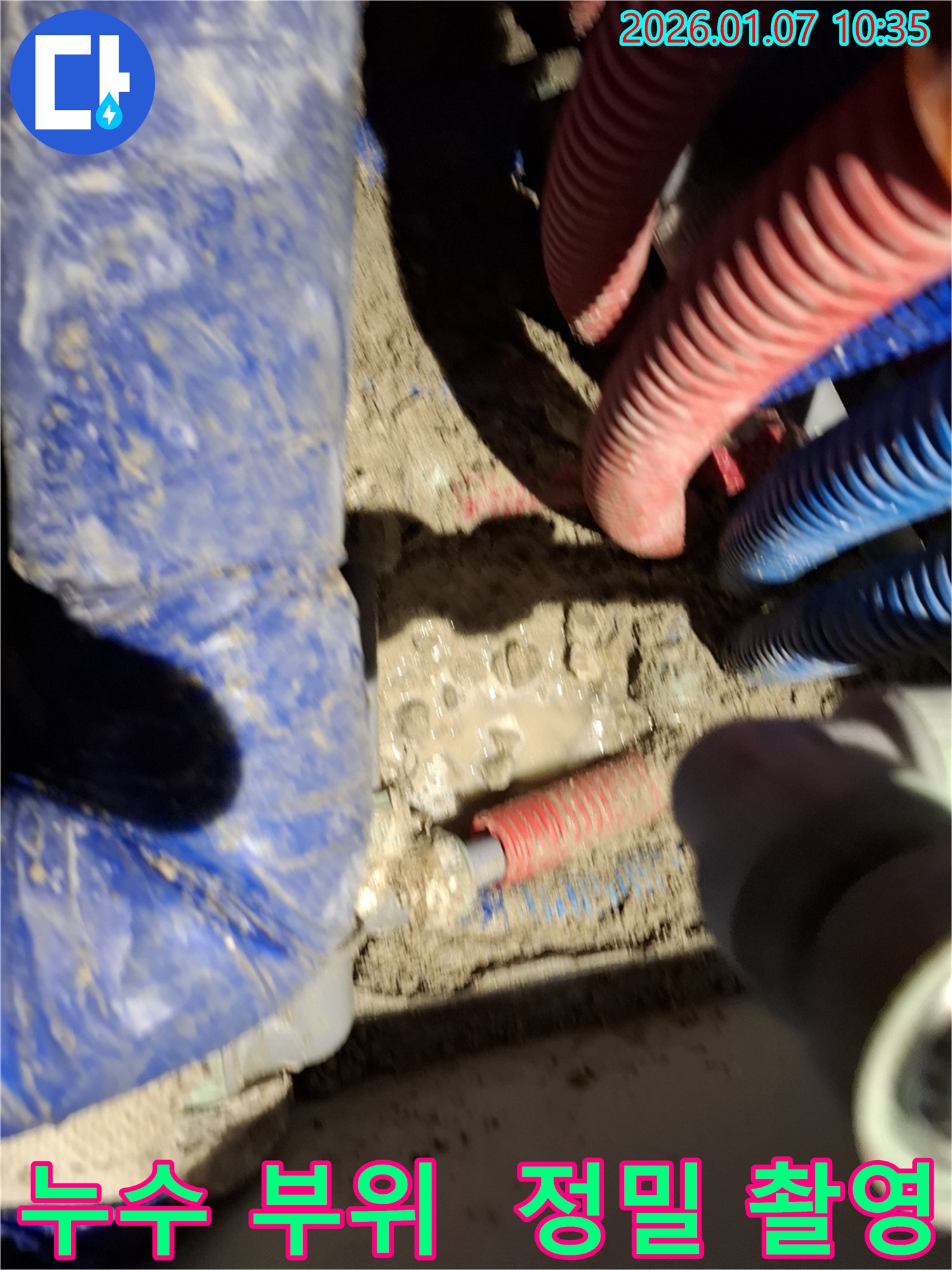 용인시 처인구 모현 누수 현장 - 누수 부위 정밀 촬영