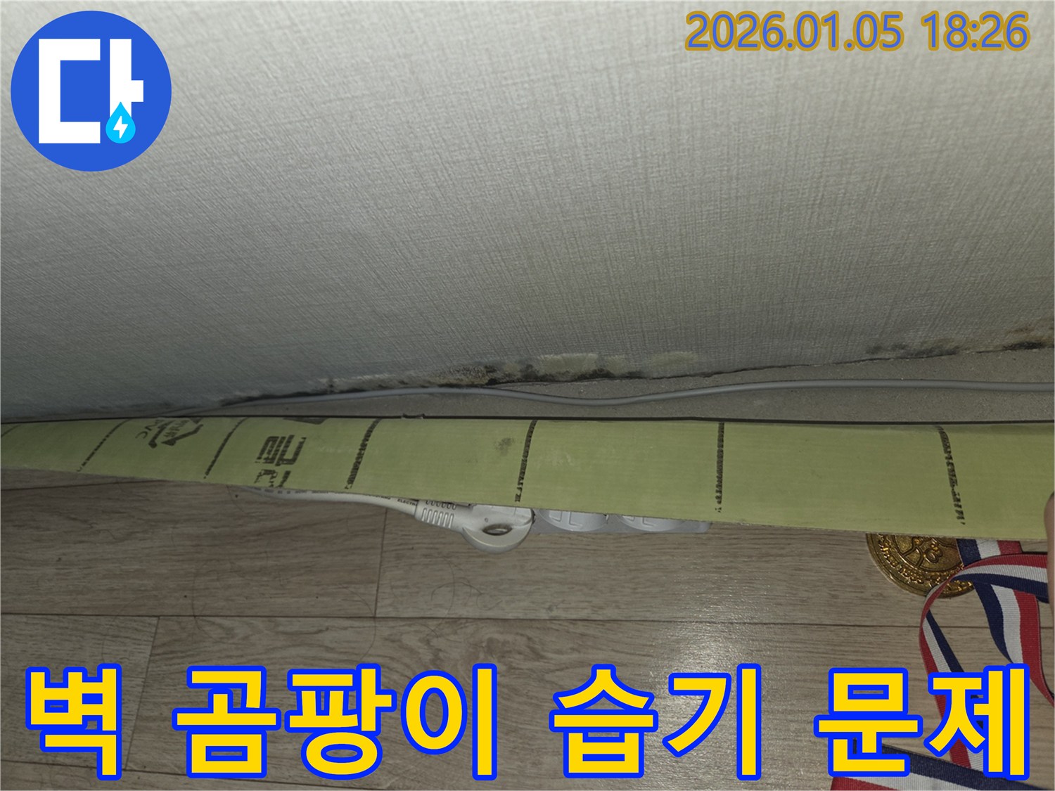 벽 곰팡이와 습기 - 누수 문제의 대표적인 증상입니다.