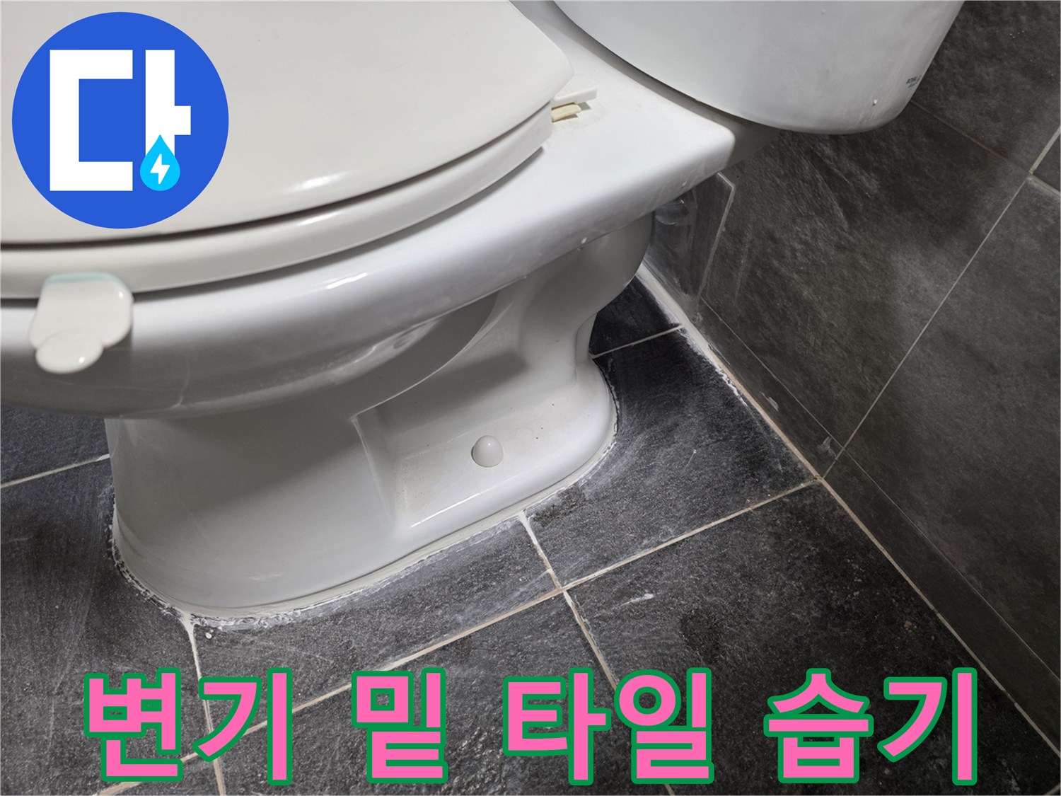 변기-밑부분-타일-사이-물기-확인