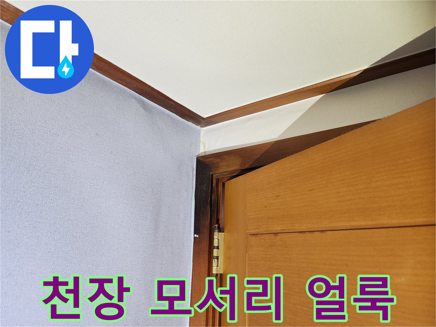 천장-몰딩-하단-문틀-접합부-습기-흔적
