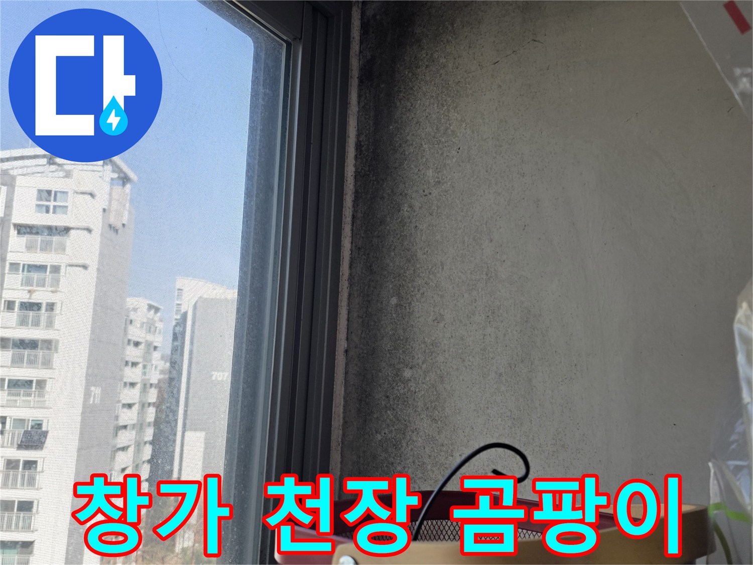 상암동 현장-창문 주변 천장 곰팡이 상태