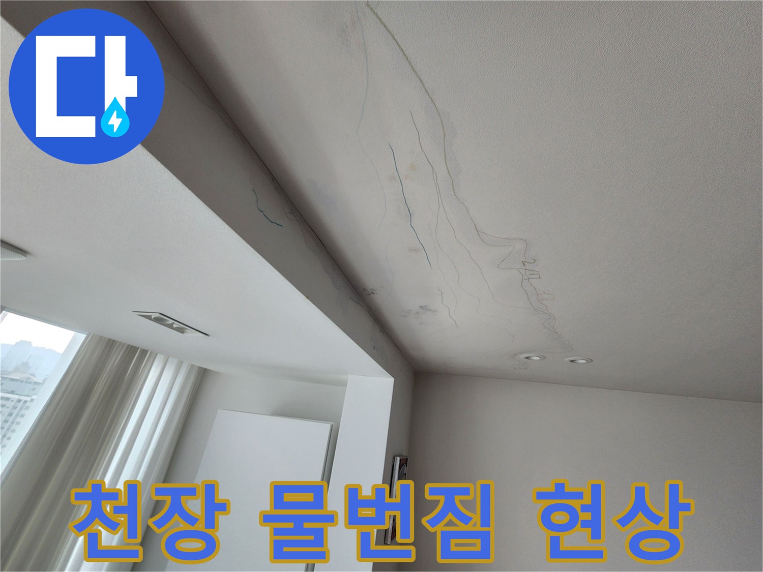 거실 천장에 나타난 선형의 물자국