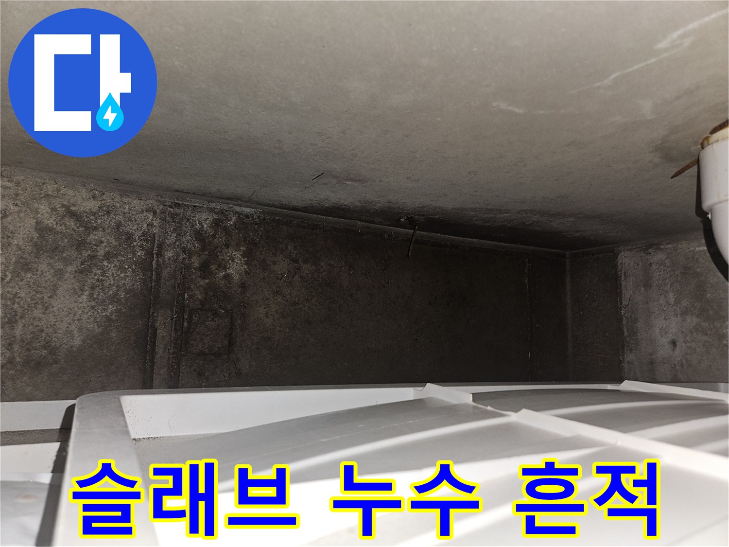 콘크리트 벽면의 습기 침투 및 얼룩 상태