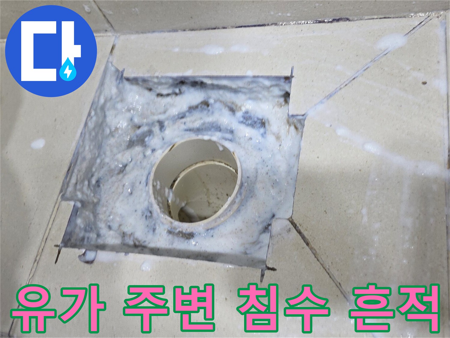 화장실-배수구 유가 주변의 습기 및 백화 현상