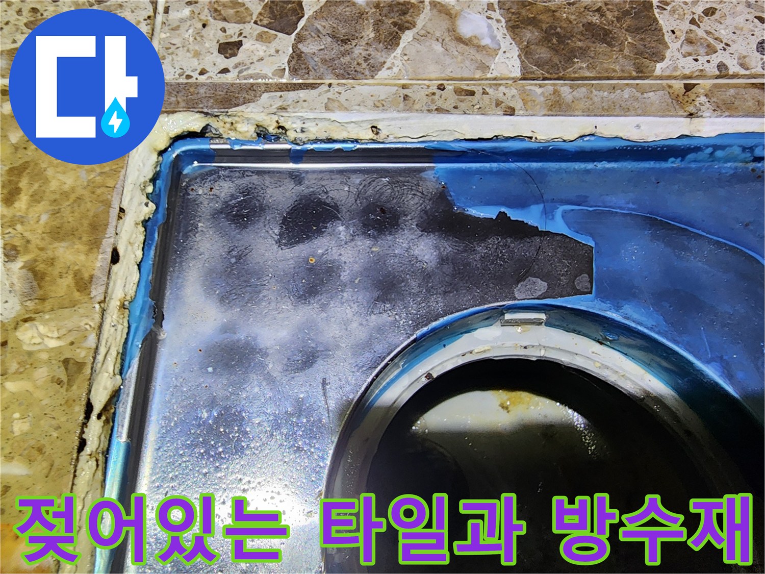 습기를-머금은-방수층-부위