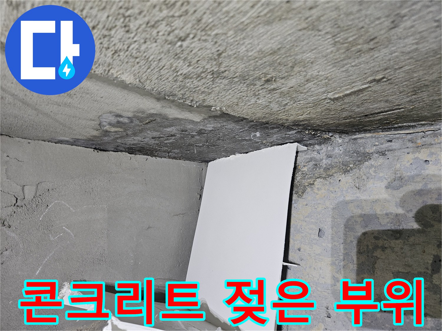 화장실-천장-슬래브-층-습기-머금은-모습