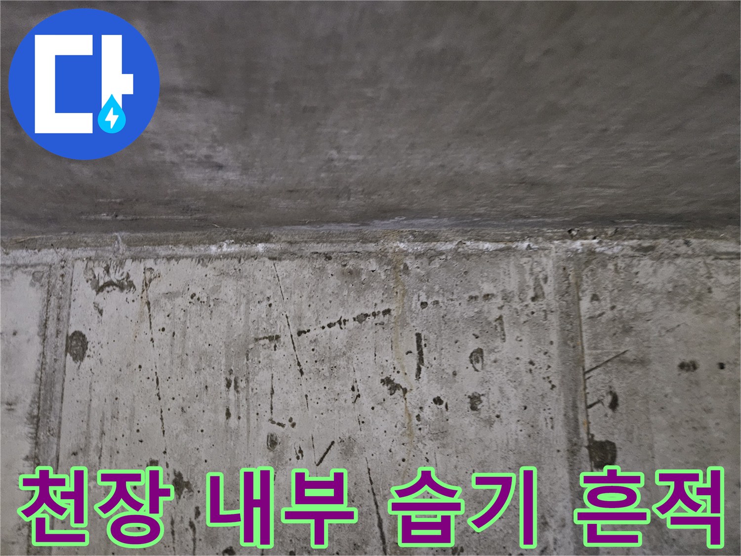 누수로 인해 젖어있는-콘크리트 슬래브
