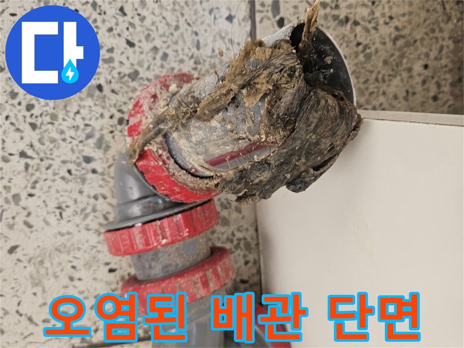이물질로 오염된-배관 절단 부위 모습