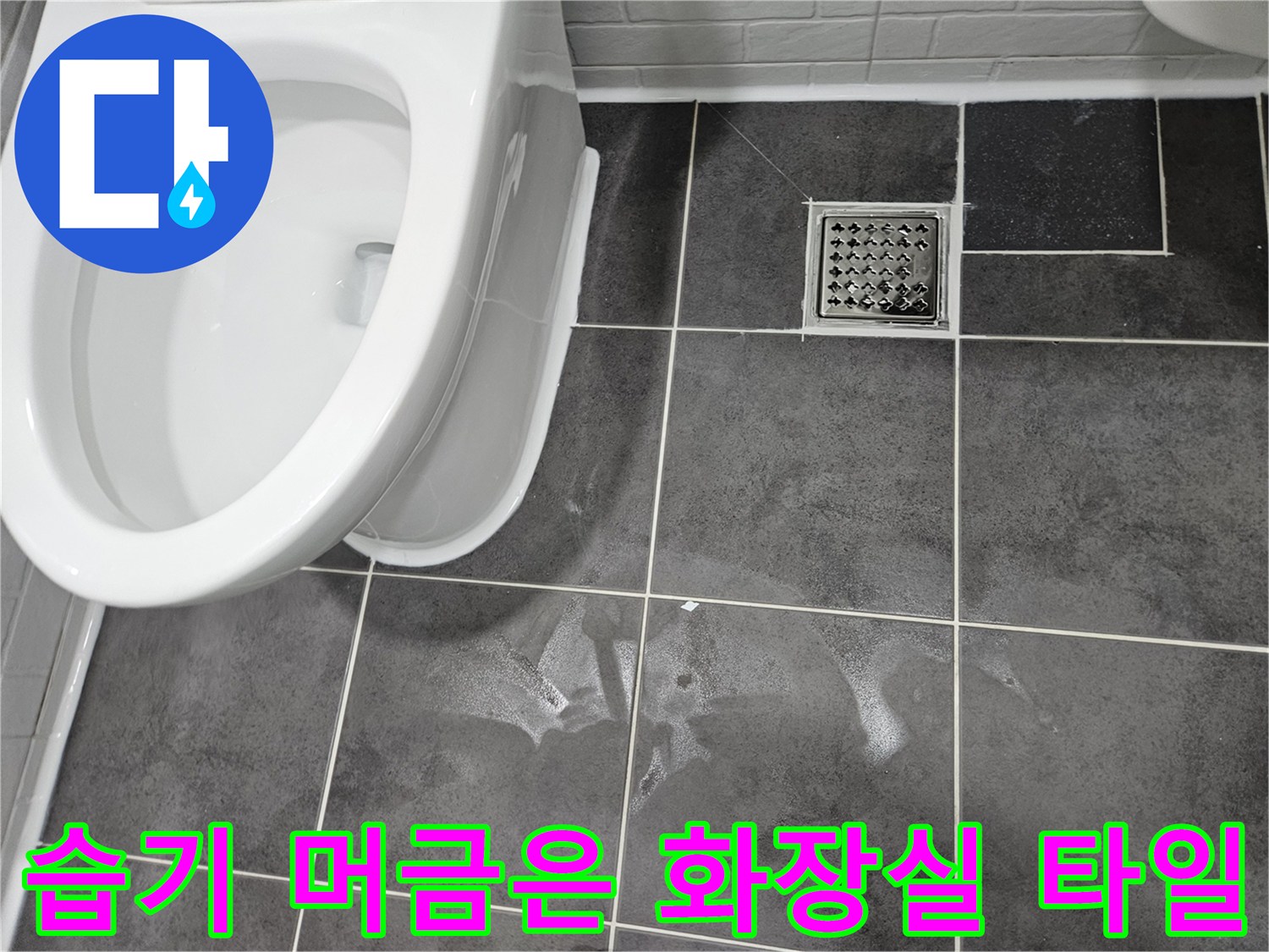 화장실 바닥-타일 사이 물기가 배어 나온 현장