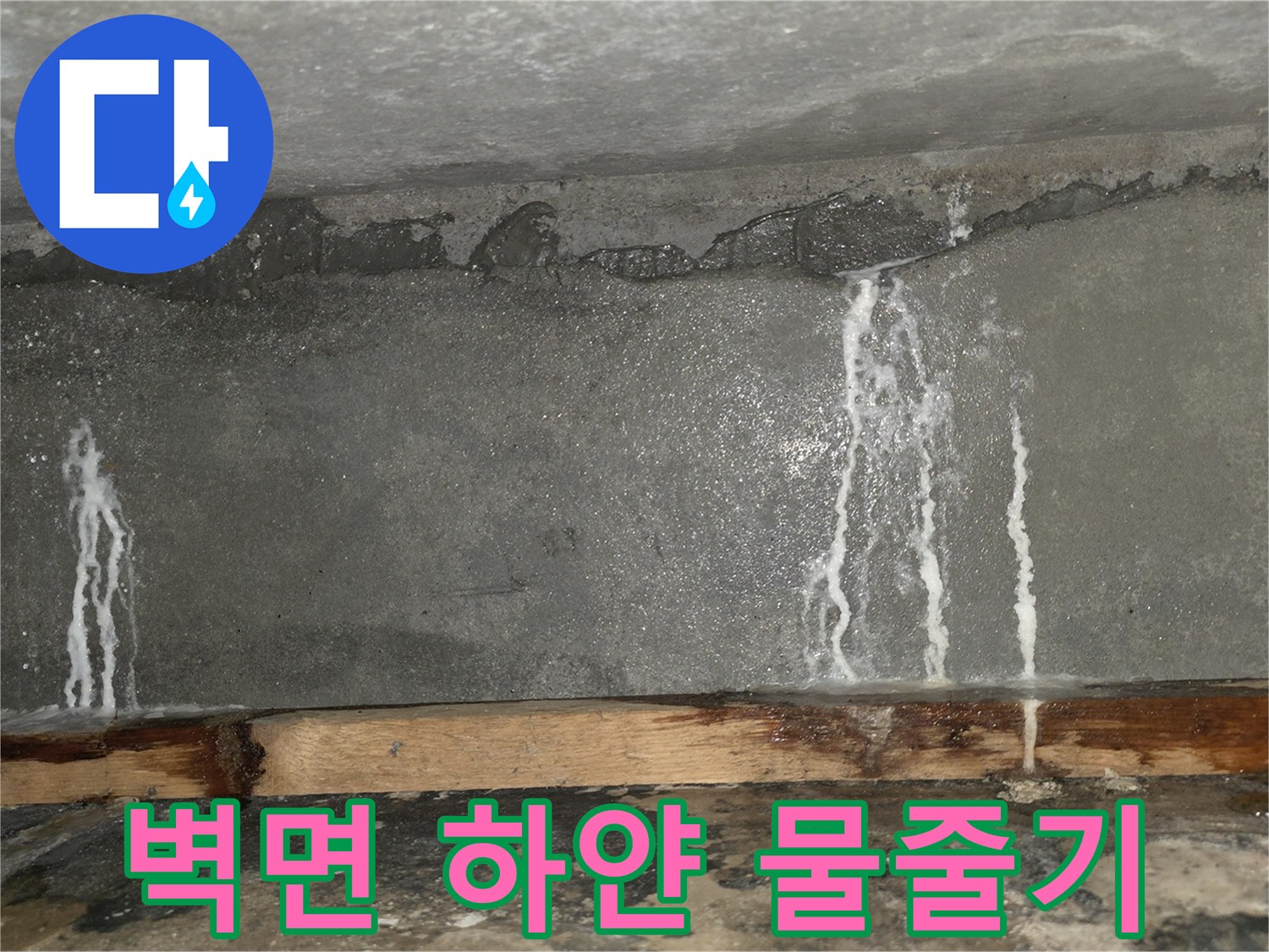세탁실 벽체-하얗게 굳은 석회 자국