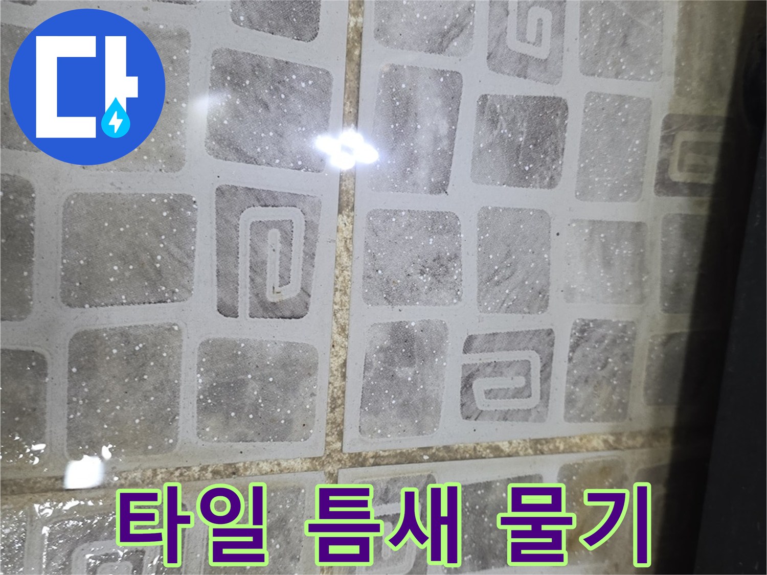 습기가 배어 나온 복도 바닥 타일 상세