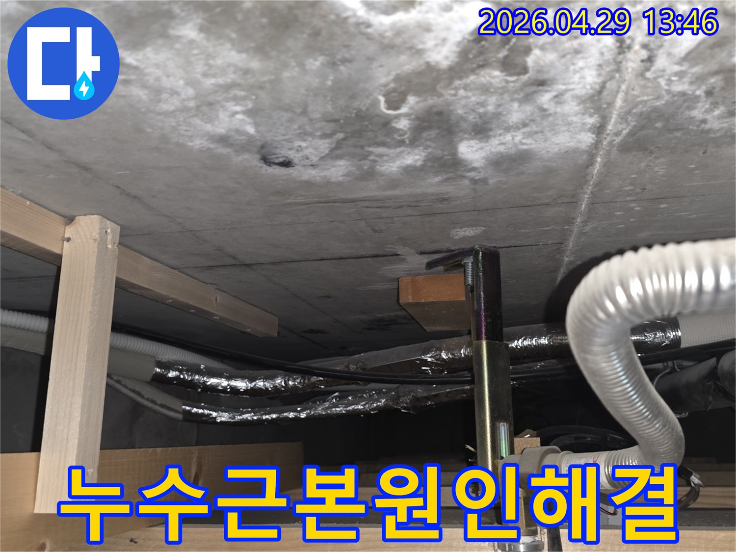 복잡한 천장 구조-누수 탐지 현장-정확한 진단