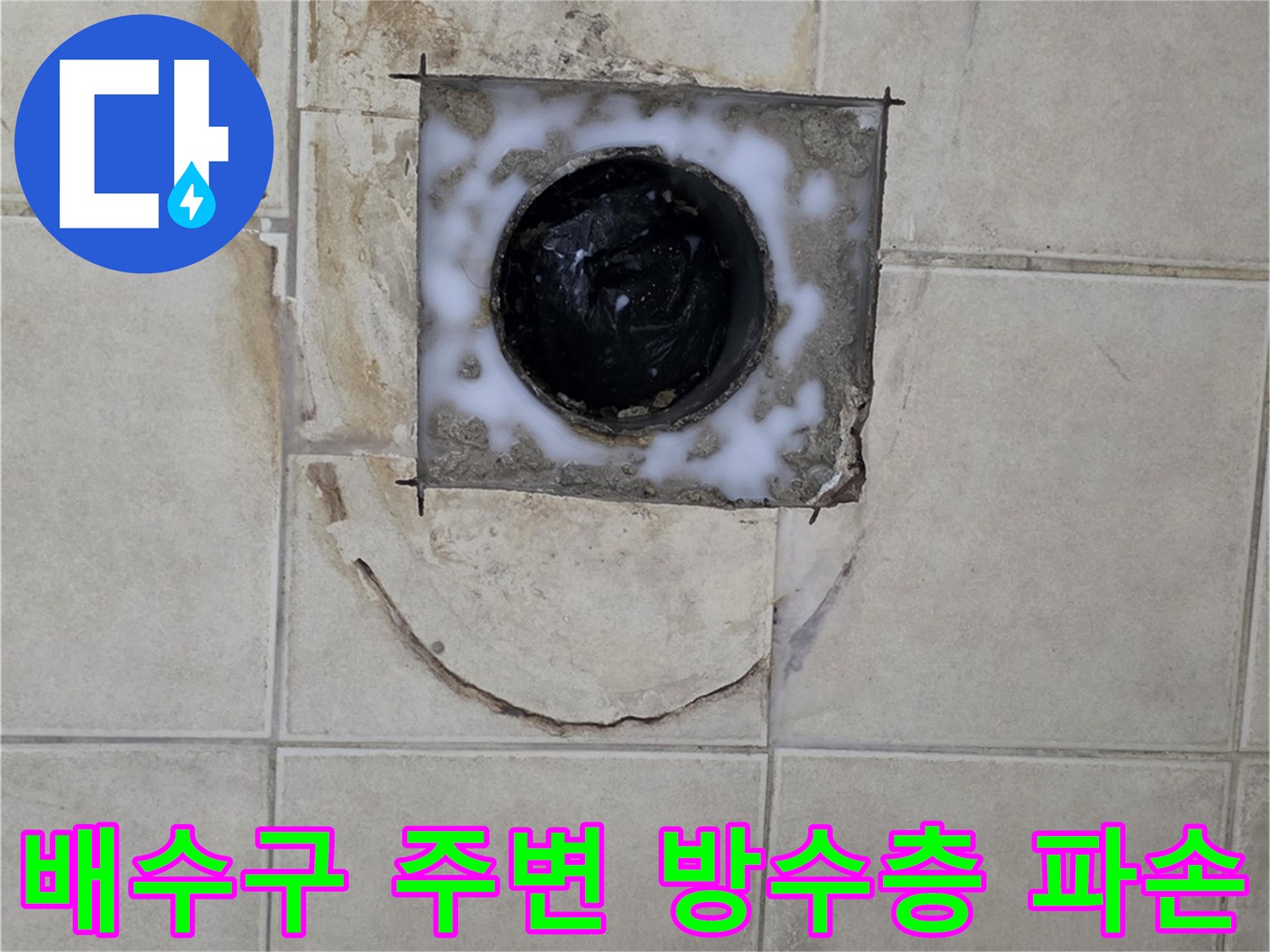 배수구-유가-주변-타일-틈새-오염-상태