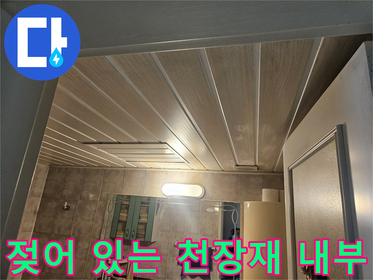 화장실 천장-판넬 사이 습기 흔적