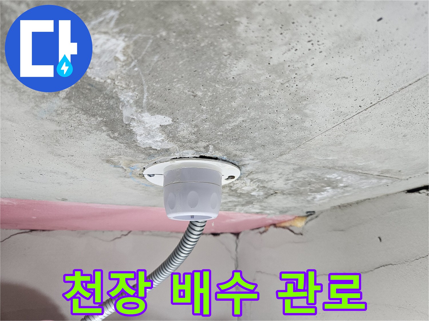 아파트 천장 점검구 내부의 하수 배관 연결부
