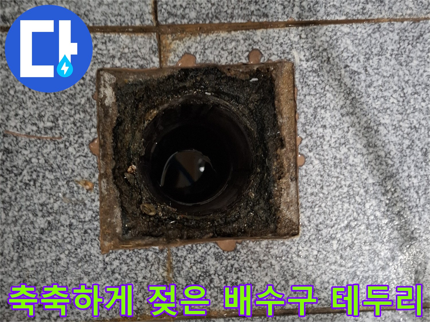 습기가 머물러 있는 화장실 배수구 입구 촬영