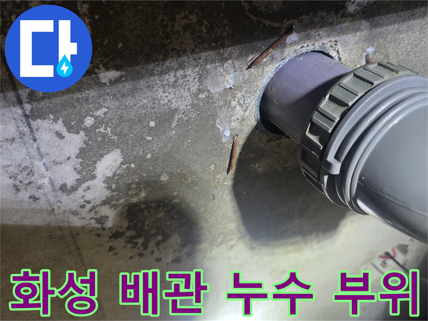 화성 향남 아파트 - 하수 배관 연결부 물샘 흔적
