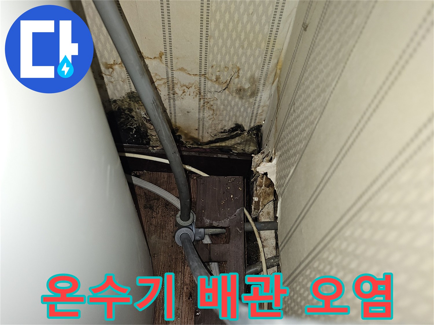 전기온수기-연결부위-벽지-오염-상태
