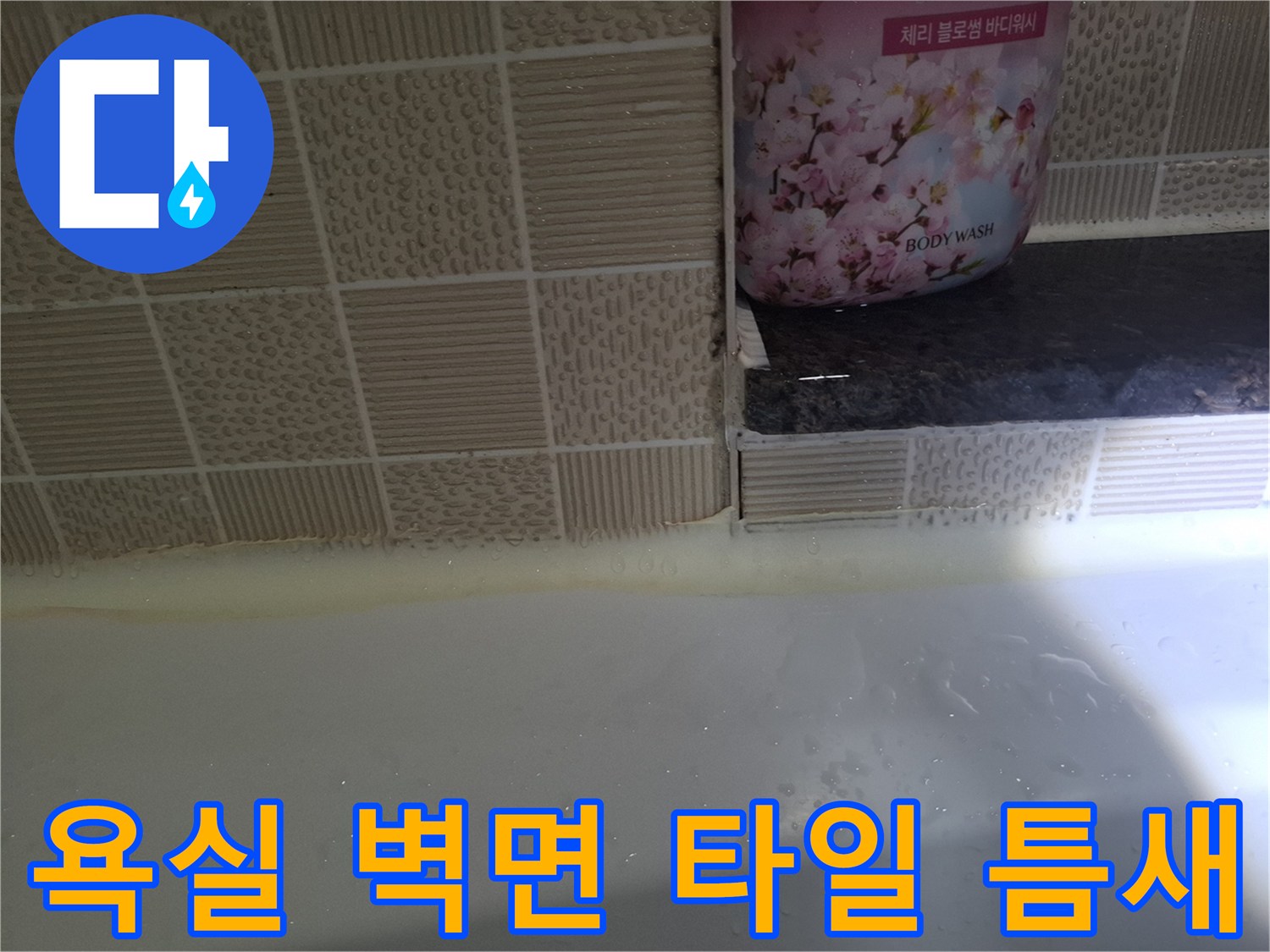 욕조 상단부의 타일 줄눈 상태