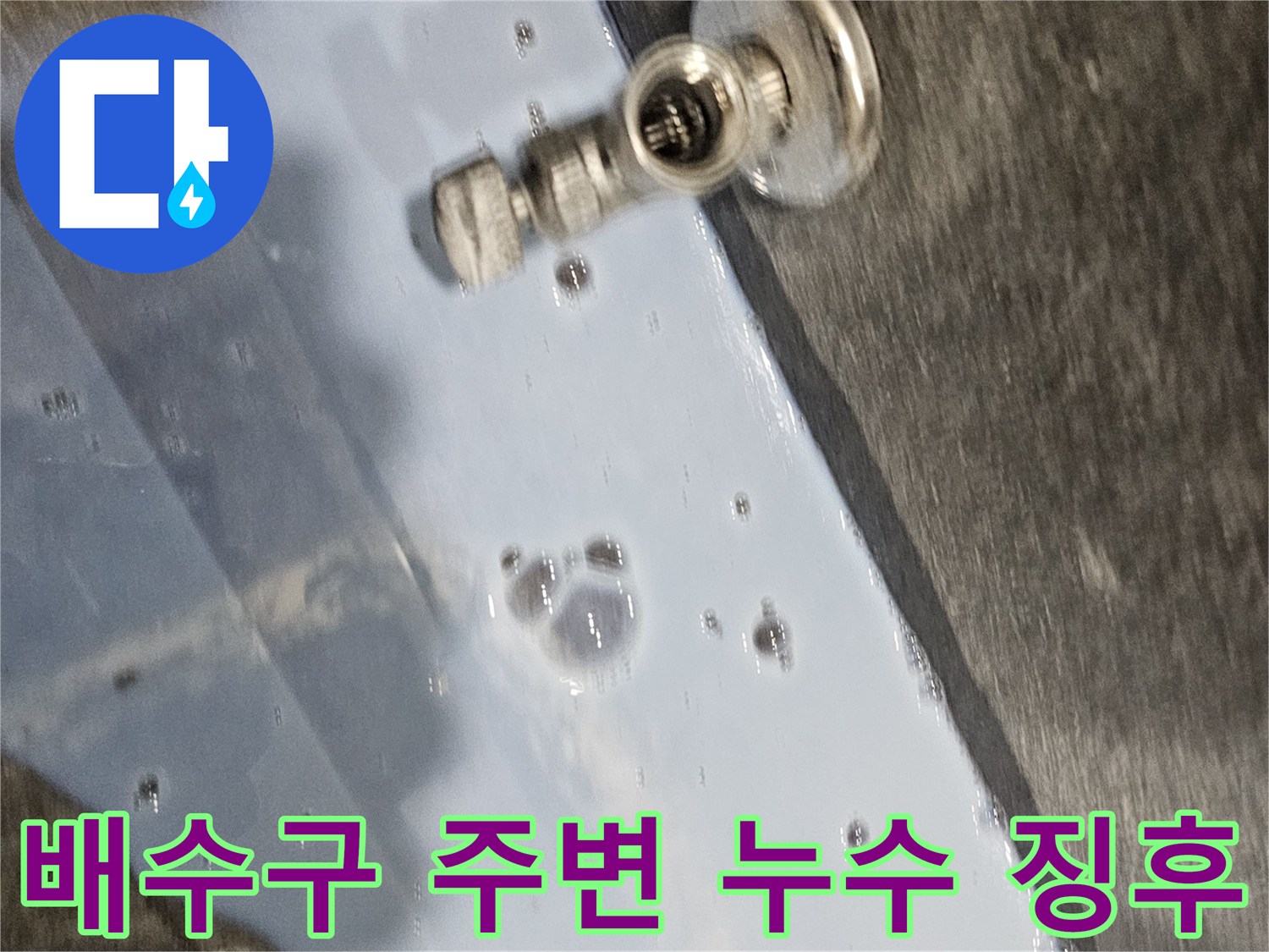 배수구 부근-거품 올라오는-누수 현상 촬영
