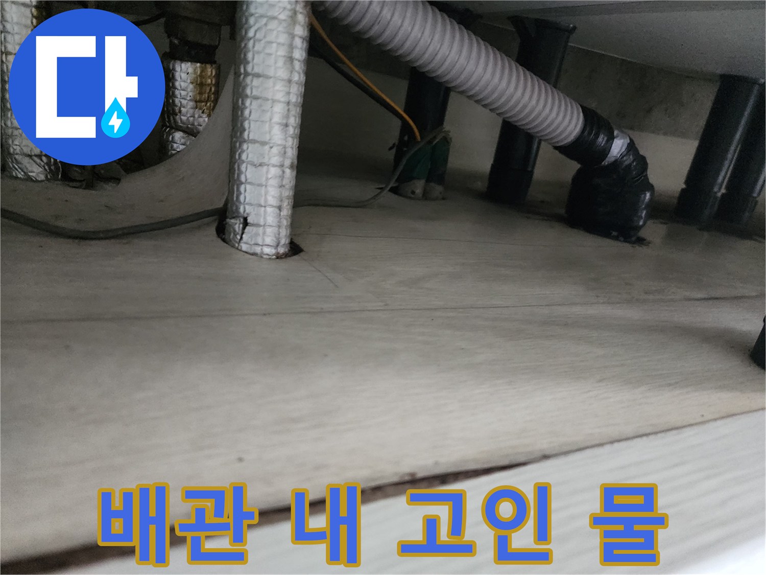 배관 입구-고여 있는 오수 확인