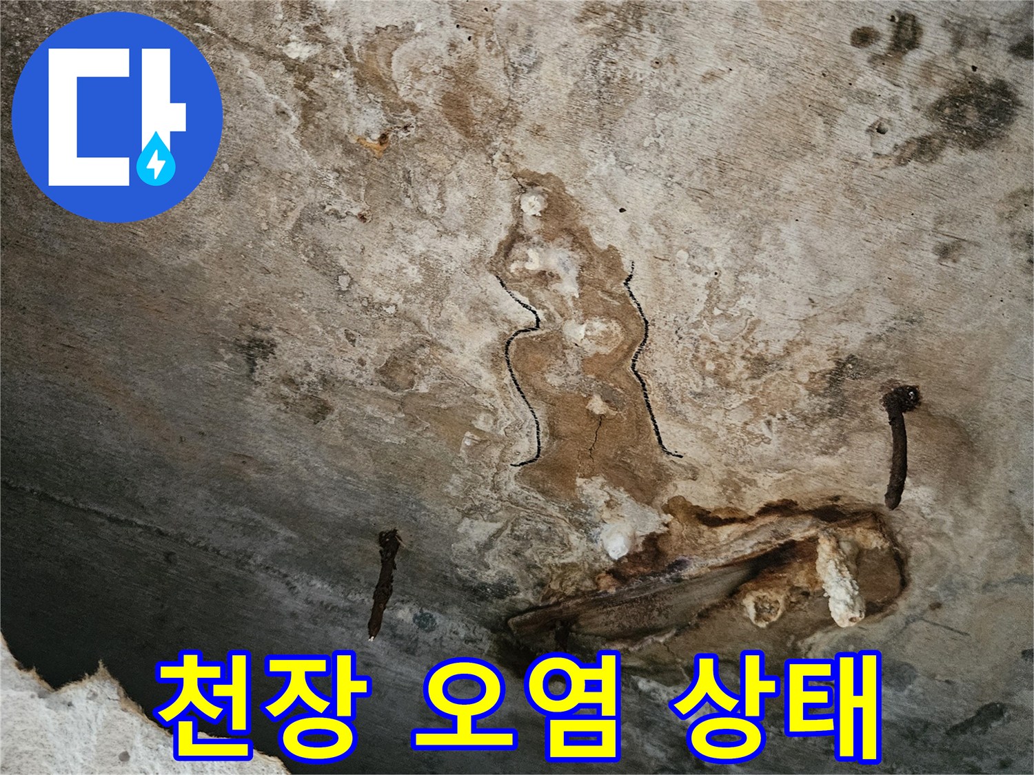 습기로-인한-천장-마감재의-곰팡이-및-변색
