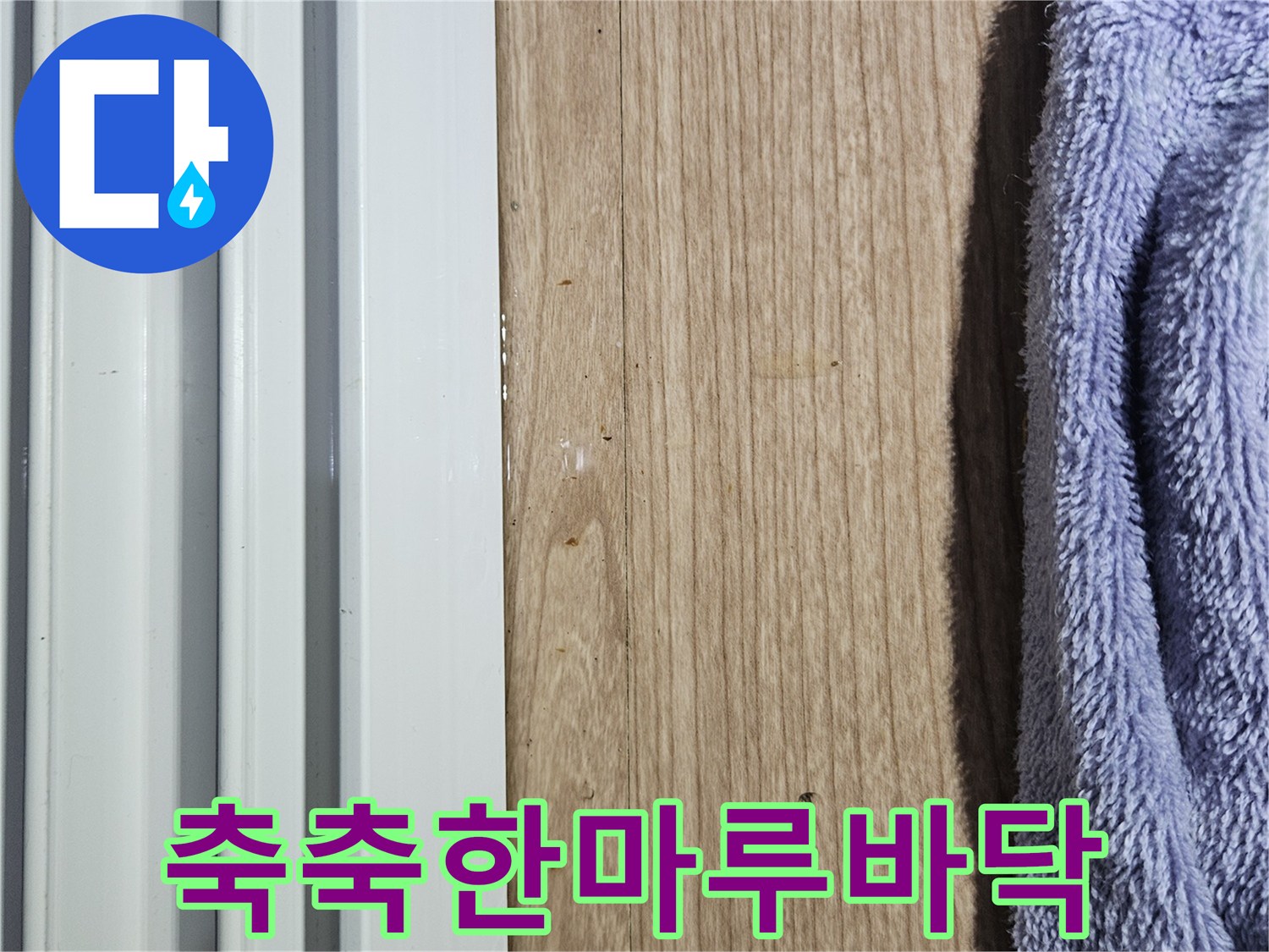 수분-함유로-변색된-마루-표면