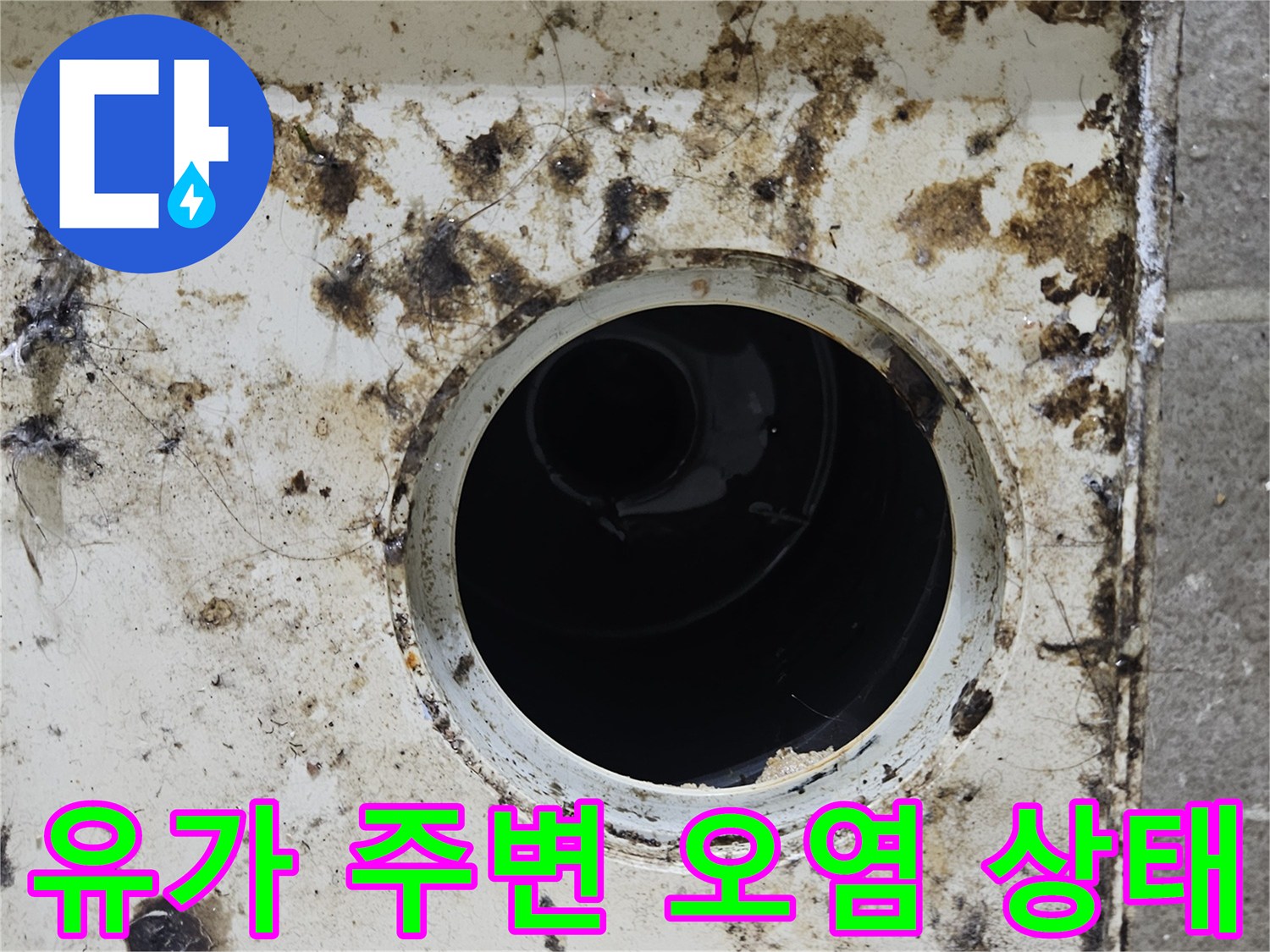 화장실-배수구-유가-테두리-오염-모습