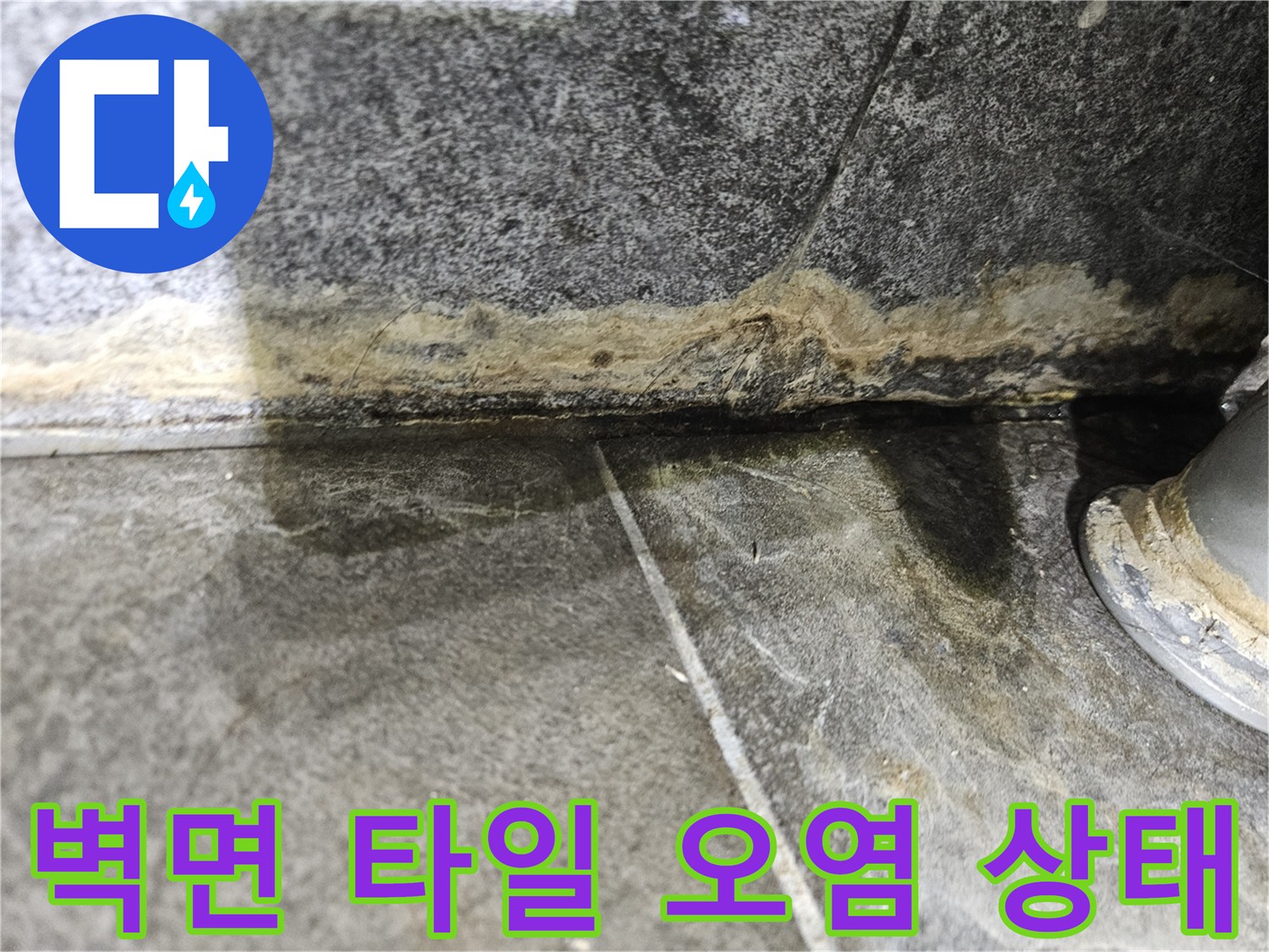 습기로-인한-타일-하단부-변색-및-침수-상태