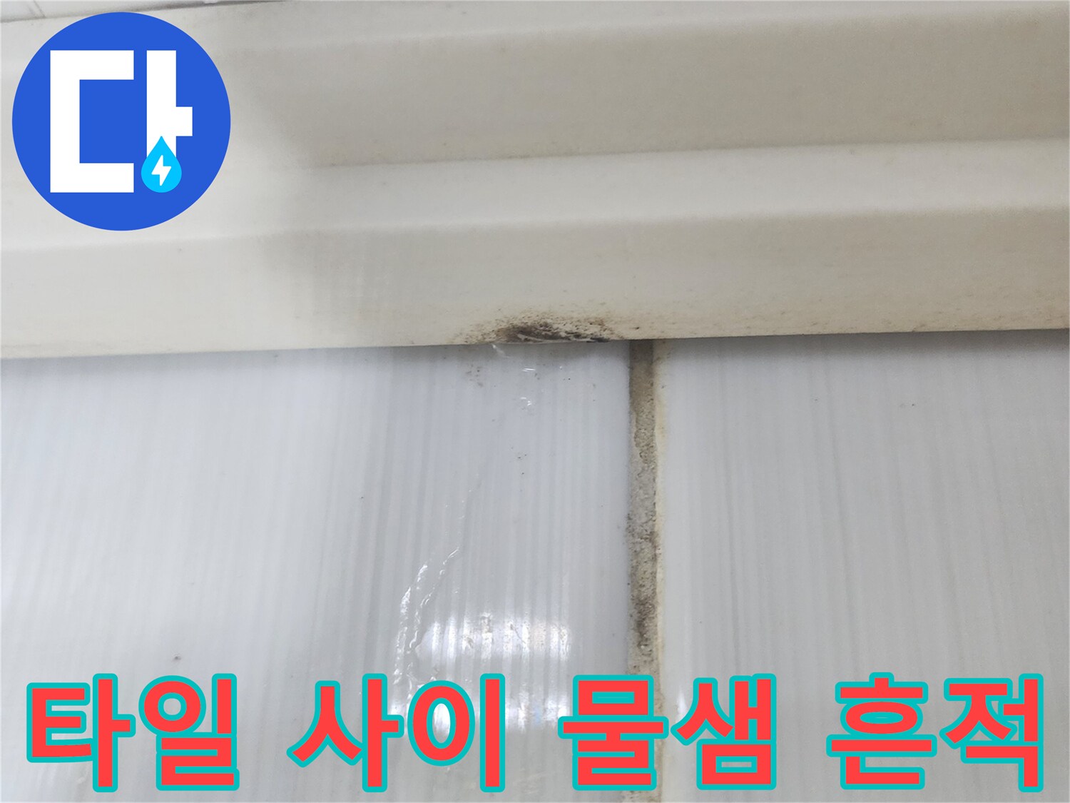 하얀-타일-사이로-스며든-물기-및-얼룩
