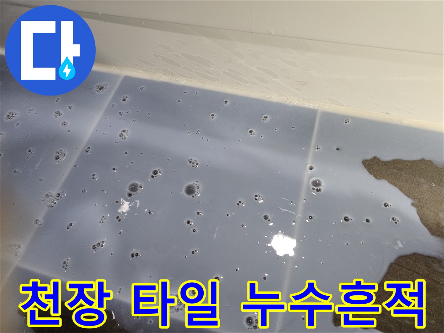 습기로-인해-타일-사이로-맺혀있는-물방울
