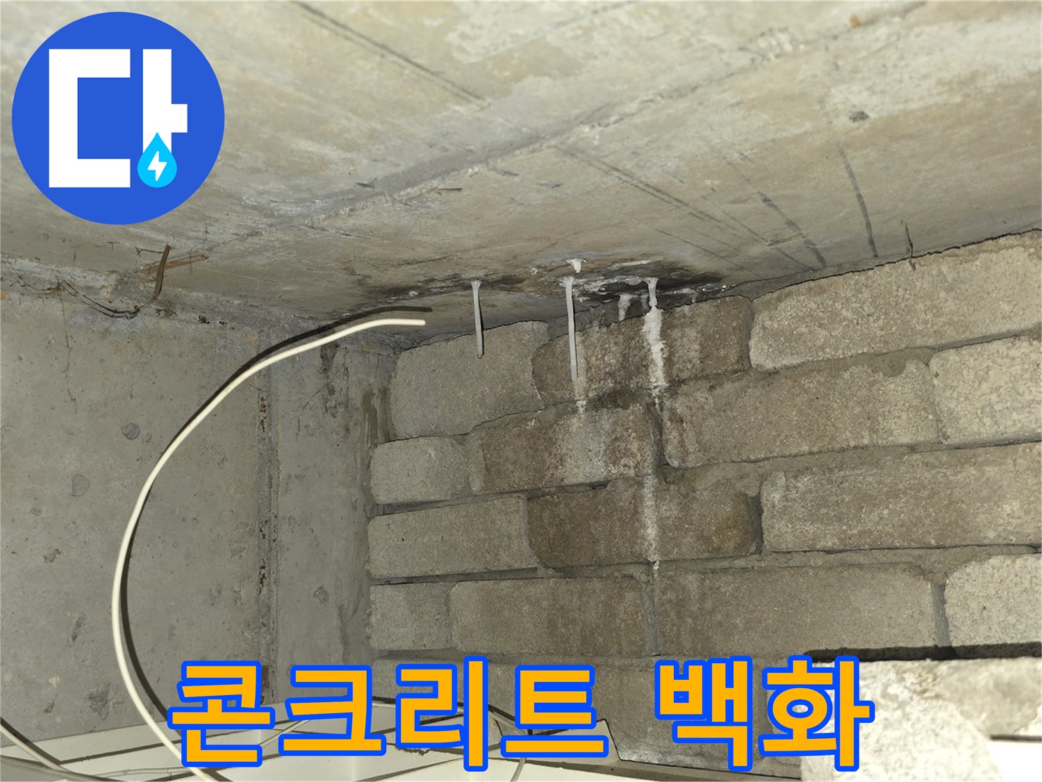 누수로-발생한-천장-백화-부위