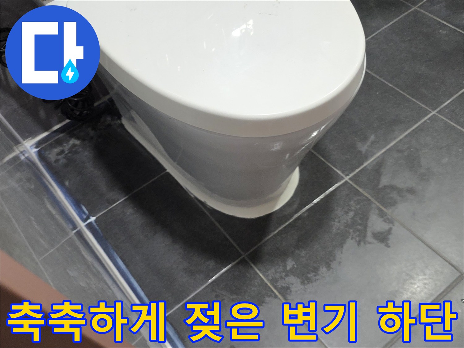 변기 밑 타일 사이의 수분 번짐 상태