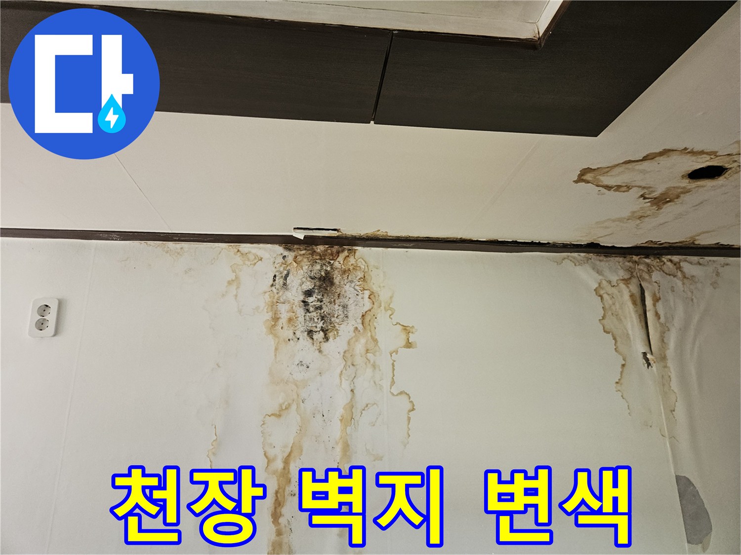 아래층-천장-벽지-변색된-누수-흔적-사진