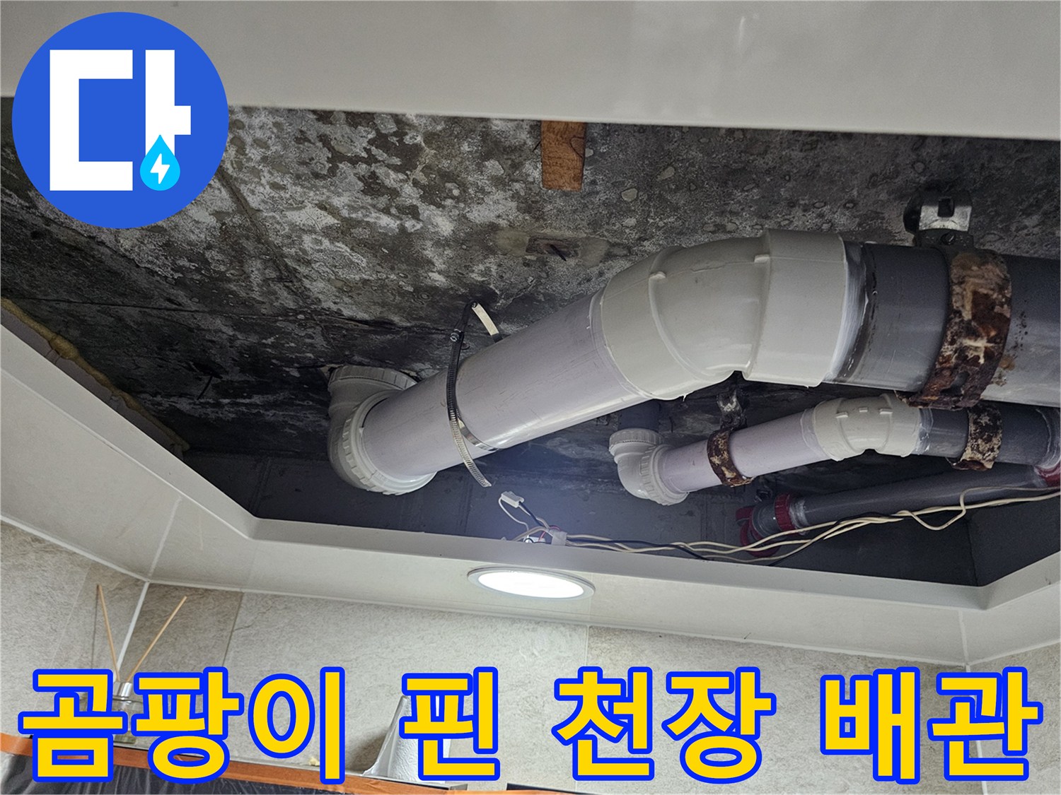 배관 주변-심하게 오염된 천장 슬래브