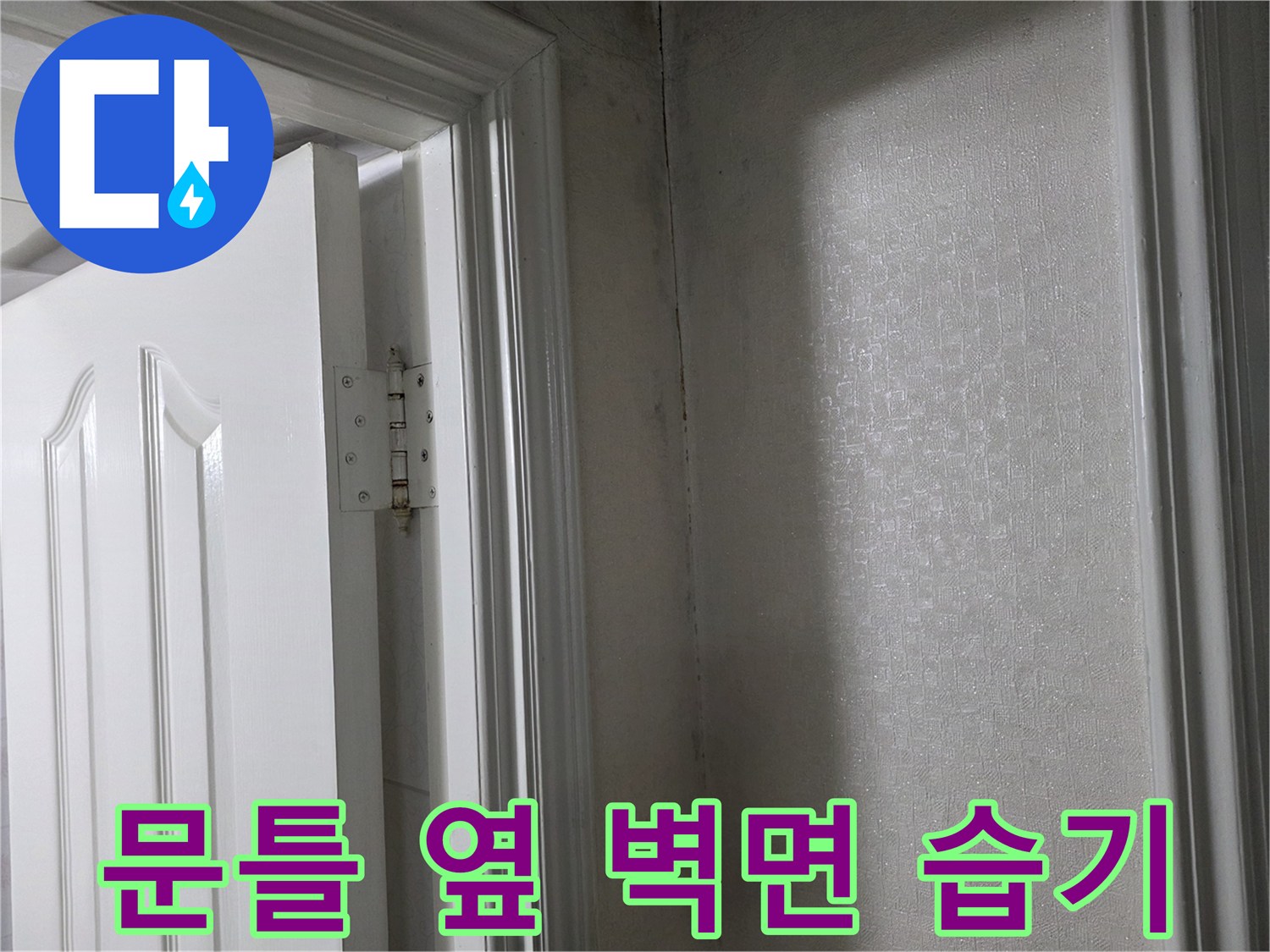화장실 입구-습기가 번진 벽체 부위