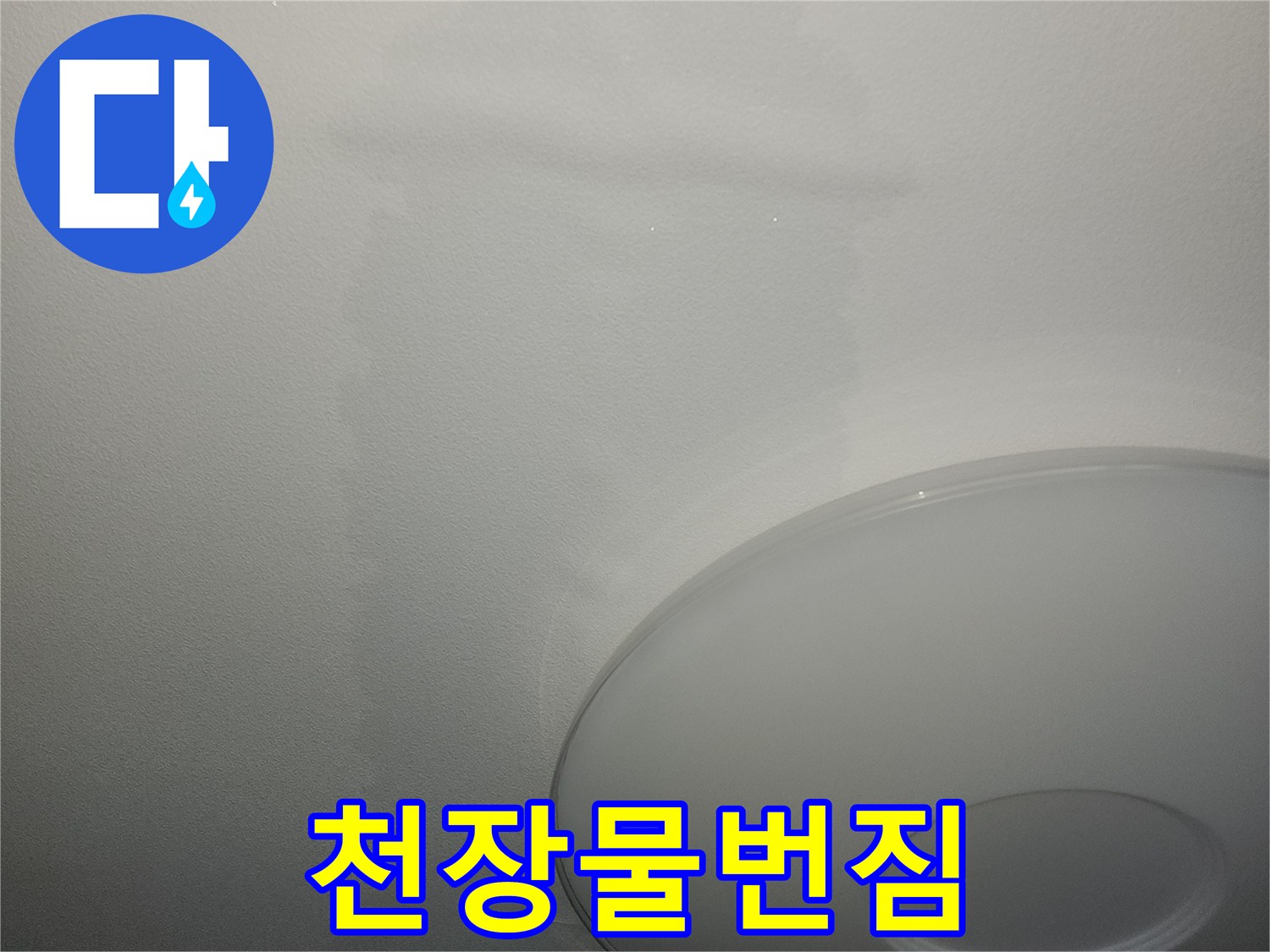 조명 아래로 번진 천장 누수 자국