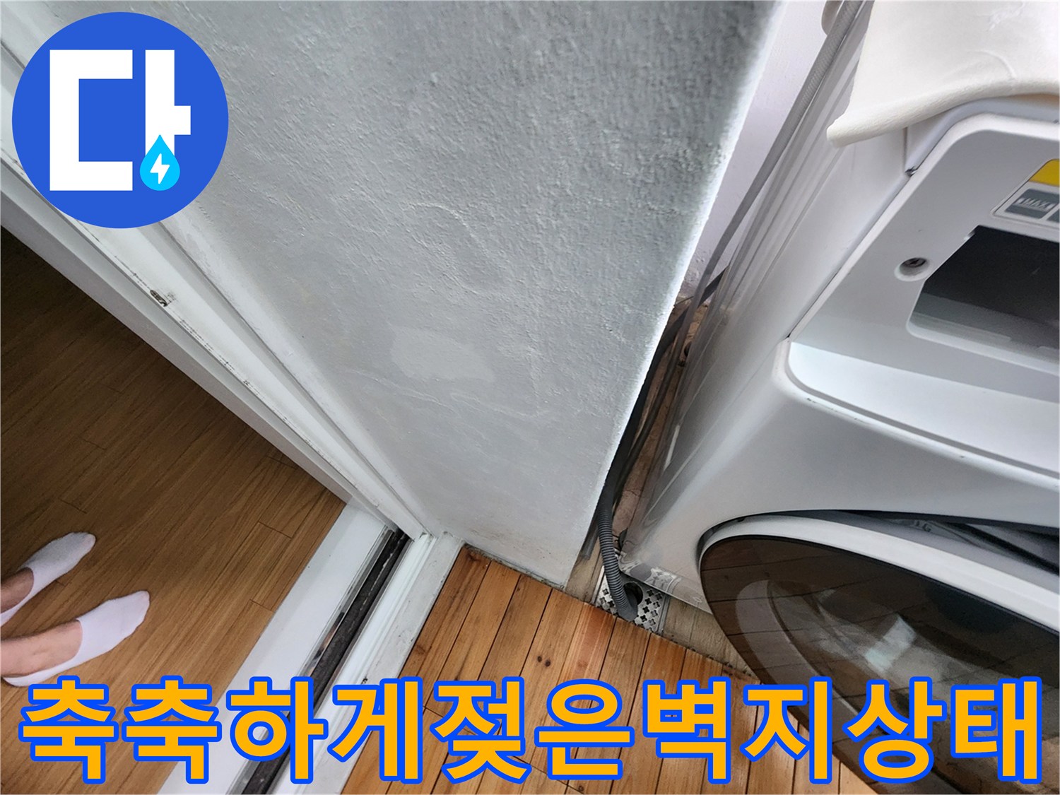 습기로-인해-변색된-세탁기-뒷벽