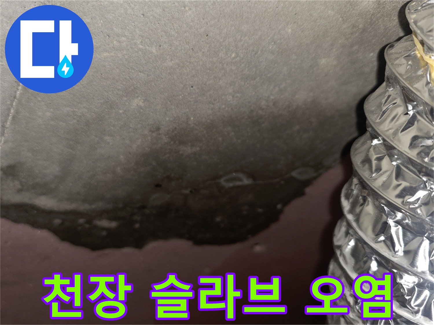 누수로-오염된-아파트-천장-슬라브-부위-확인