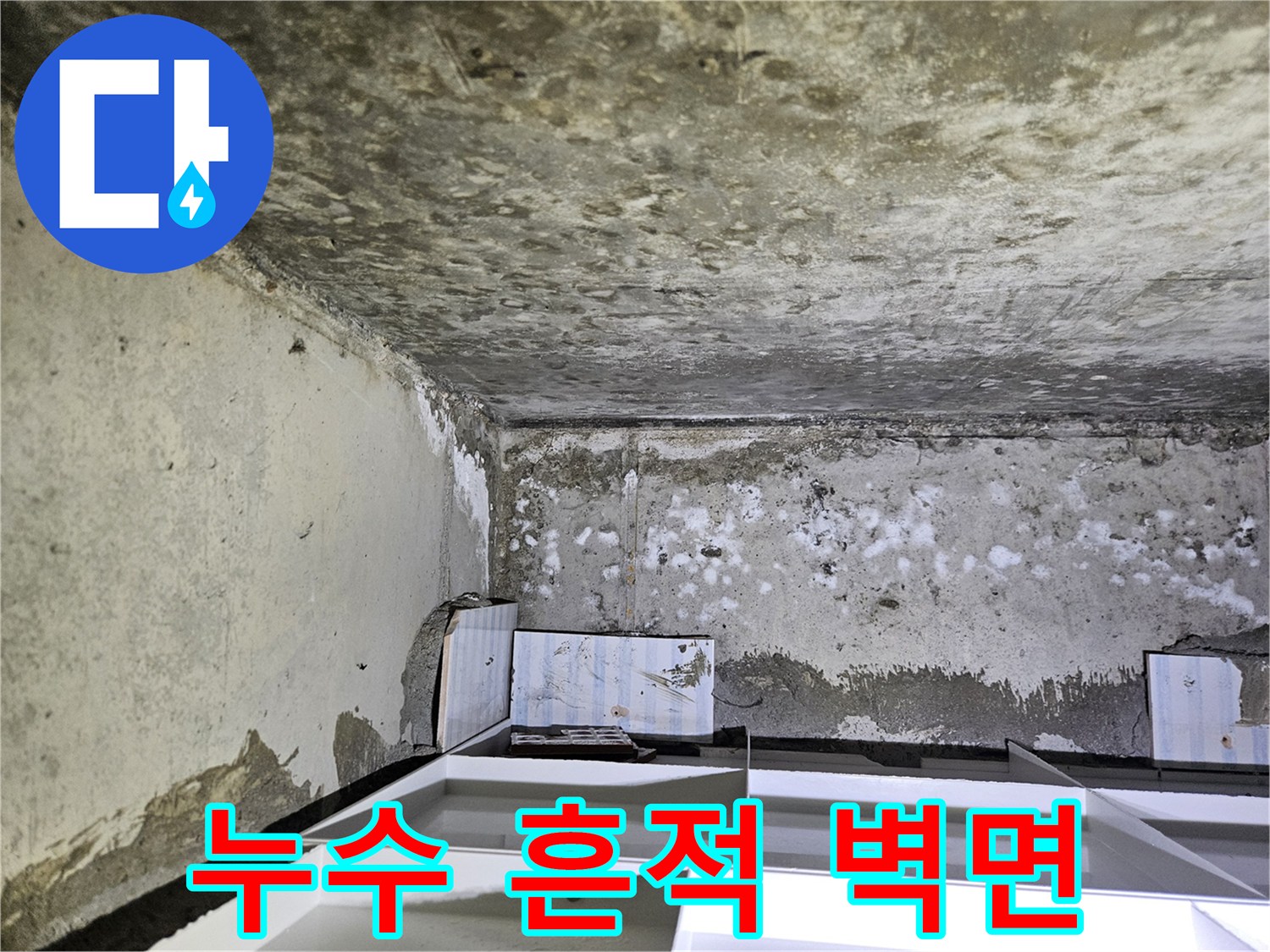 축축하게-젖어있는-화장실-천장-콘크리트-벽체