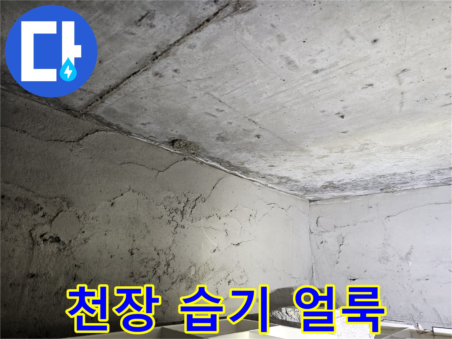 습기에 의해 어둡게 변한 천장 콘크리트 면