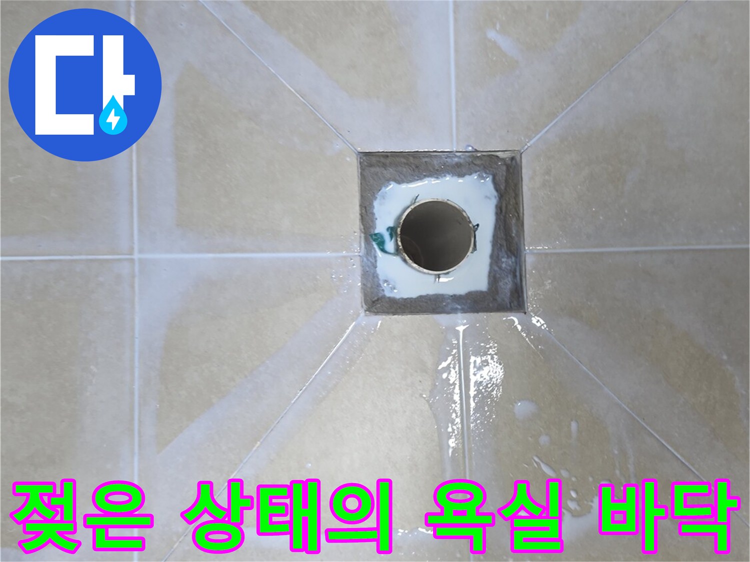배수구 주변-타일 물기 확인