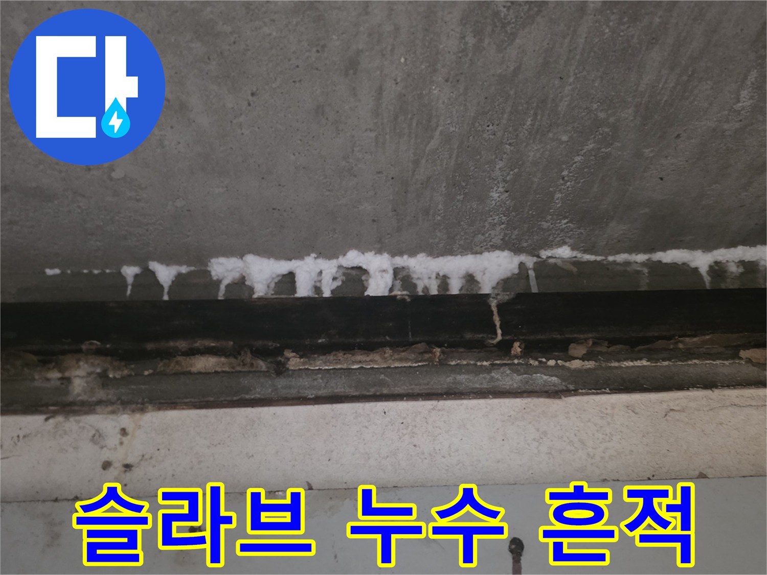 천장-콘크리트-면의-하얀색-백화물-상태