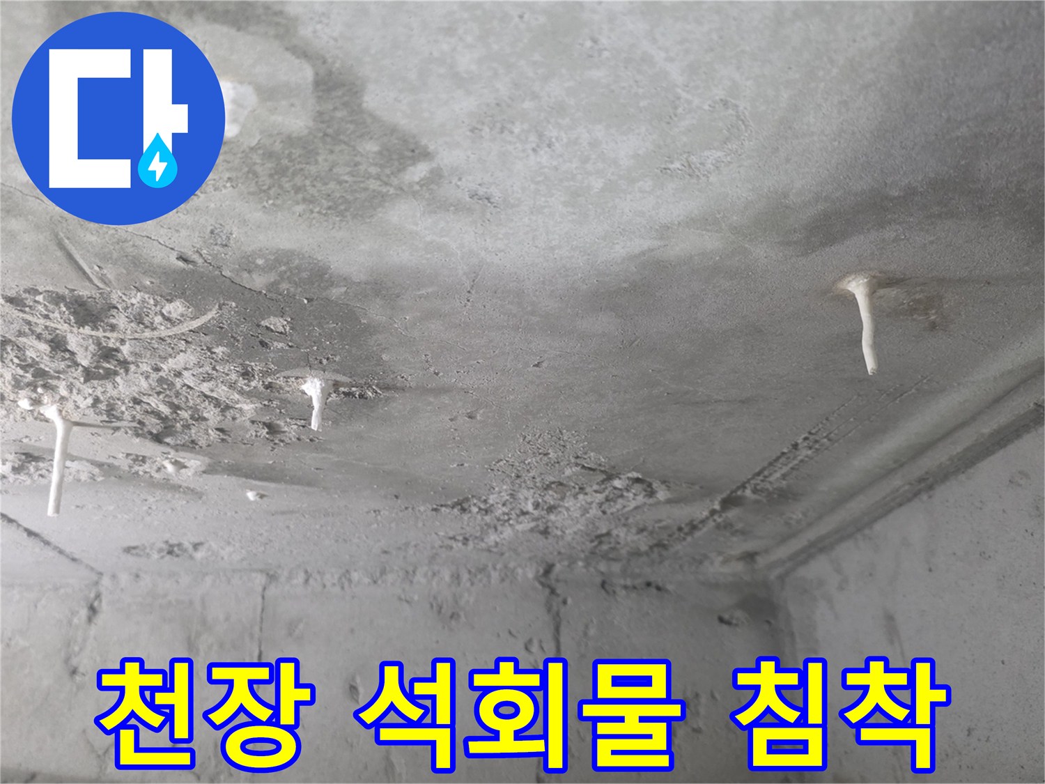 화장실 슬라브-하얗게 굳은 석회 자국