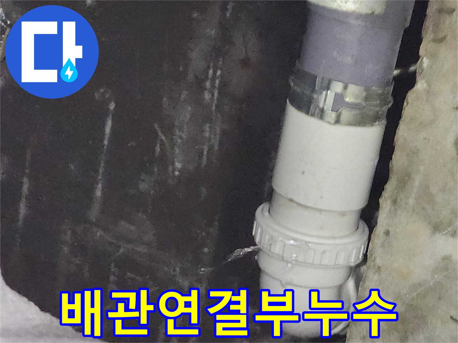 PVC-배수관-연결부에서-물방울이-맺힌-모습