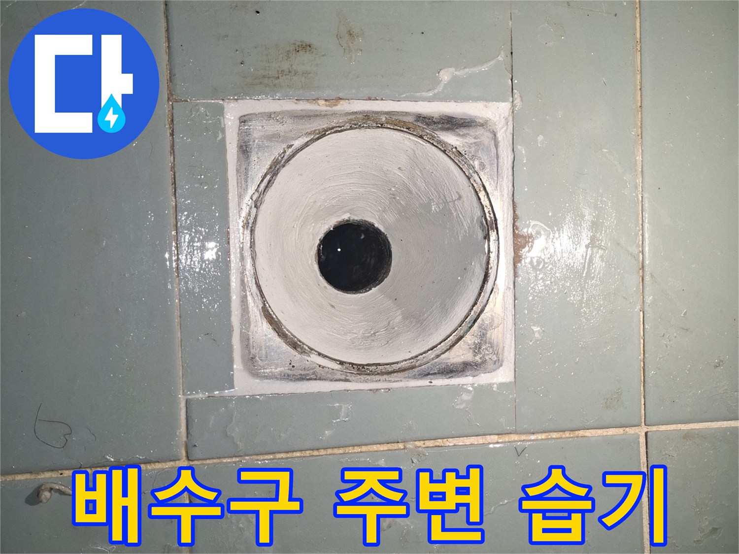 배수구-주변-타일-사이의-물기-및-틈새